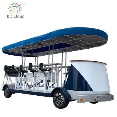 China Aluminum alloy 13 seats bar beer bike pedal bus electric beer bike for sale