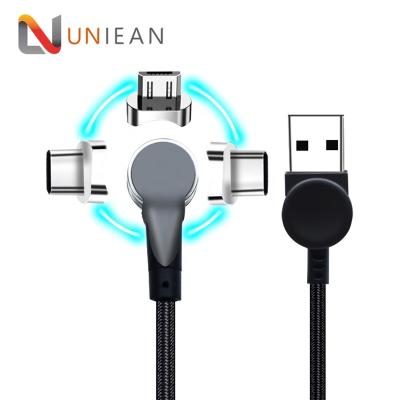 China High Speed ​​Data Charging Amazon Product 180 Degree 3A USB Hot Fast Charging Cable 3 in 1 Magnetic Charging Cable for sale