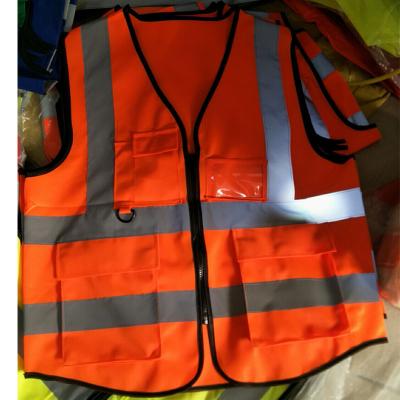 China Roadway Safety Custom 100% Reflective Polyester Safety Jacket High Visibility Zipper Front Safety Vest With Logo for sale