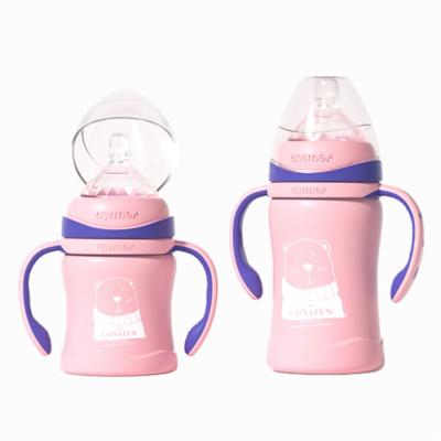 China BPA Free China Supplier 120Ml/220Ml Wholesale Baby Bottles Glass Milk Feeding With Straw And Handle for sale