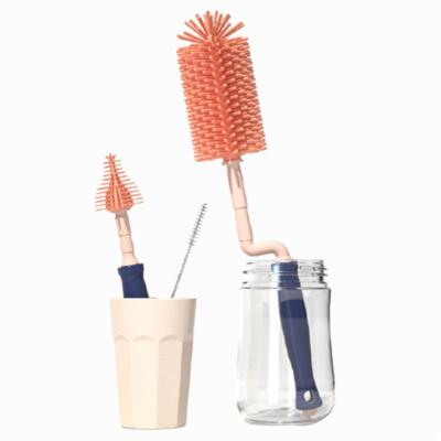 China Wholesale Price Baby Milk Bottle Stocked Brush And Nipple Brush Cleaner Long Handle Rotating Remover Brush for sale