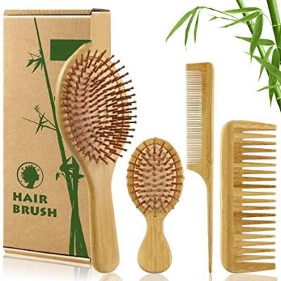 China Hot Selling Comfortable Hair Brush Set Natural High Quality Natural Bamboo Wood Comb Cushion Air Comb Cushion Wide Tooth Comb For Women Men Child for sale