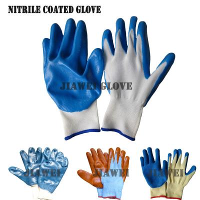 China Protector in 13 Gauge Labor Nitrile Work Glove Safety Blue Latex Gloves/Guantes De Latex Coated 0254-001 for sale