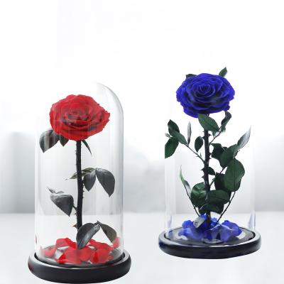 China Hot Selling Natural Touch The Little Prince Single Rose Head in Valentine Wedding Present Preserved Glass Rose for sale