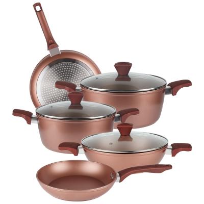 China OEM ODM Sustainable Aluminum Cookware Set 8pcs Forged Aluminum Cookware Set for sale