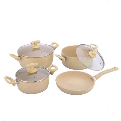 China Sustainable forged aluminum cookware set non stick marble cookware MSF-6715 for sale