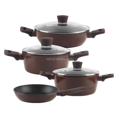 China Sustainable New 7 Piece Forged Aluminum Cookware Set Collection Versatile Pots And Pans for sale