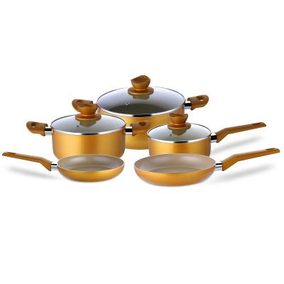 China Sustainable 8 piece set cooking pots and pans pressed aluminum cookware MSF-6825 for sale