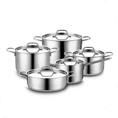 China Sustainable flat lid stainless steel pentole pots and pans prestige stainless steel cookware set for sale