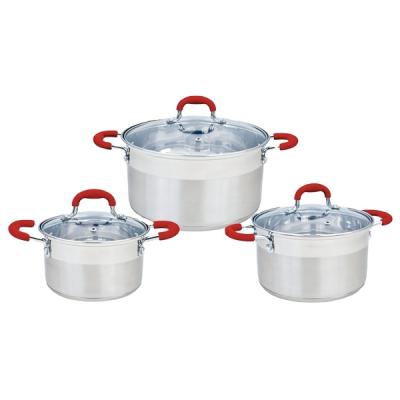 China Viable straight shape 6pcs topf edelstahl saucepan stainless steel pot pan cookware sets for sale