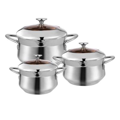 China Sustainable Hot Sale Fashion Design Stainless Steel Aesthetic Casserole Cooking Set With Belly Shape Body for sale