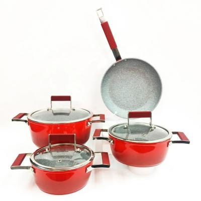 China Sustainable marble non stick cookware aluminum with gradation color for sale