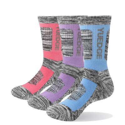 China YUEDGE Brand Breathable Women Colorful 3 Pairs Autumn Winter Cotton Warm Classic Crew Sports Casual Socks for sale