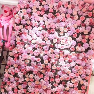 China Natural Silk Flower Centerpiece Rose Flower Panels Touch Artificial Flower Wall Panels For Backdrop Wedding Wall Decoration for sale