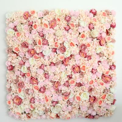 China Silk Wall Mat Silk Rose Flower Panels Artificial Flower Wall Panels Flower for Wedding Backdrop Wall Decoration for sale