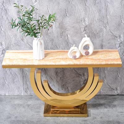 China (Other) luxury gold adjustable console table designs modern living room furniture partition cabinet for sale