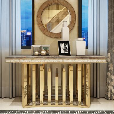 China Adjustable Modern Marble Cabinet Living Room Modern Marble Cabinet Stainless Steel Hall Furniture Luxury Gold(Other) Console Table for sale