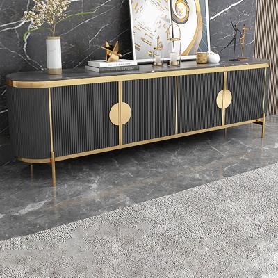 China (Others) Adjustable Luxurious Marble Top TV Cabinet Console And Coffee Table Sets Modern Minimalist Design TV Cabinet for sale