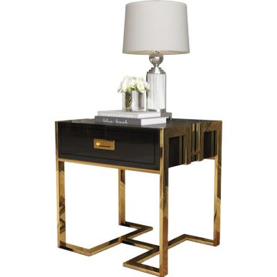 China Convertible modern black metal frame side table storage furniture living room cafe and luxury glass tea table for sale