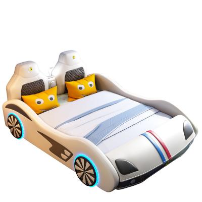 China Modern Racing Car Bed Children Kids Car Bed Modern Leather Shape Environmental Material With Led Lights for sale