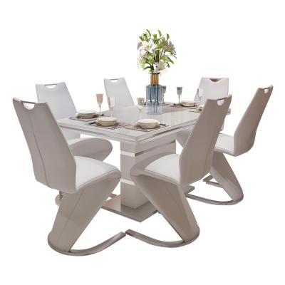 China Sturdy Modern Dining Table 6 Chairs And Marble Dining Table Set for sale