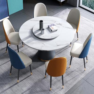 China Hot Modern DINING TABLE Stainless Steel Round Dining Table 6 Chairs Dining Tables and Chairs Marble Set for sale