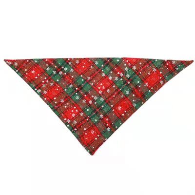 China 2021 Viable Wholesale Cat Dog Triangle Scarf Snowflake Pattern Cotton Plaid Bibs Dog Bandanas for sale