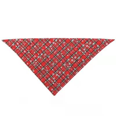 China Viable Custom Made Cat Dog Snowflake Pattern Christmas Triangle Plaid Scarf Dog Bandanas Bow Tie Bibs for sale