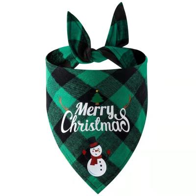 China Viable Hot Merry Christmas Printed Pet Bow Tie Collar Christmas Triangle Plaid Scarves Dog Bandanas for sale