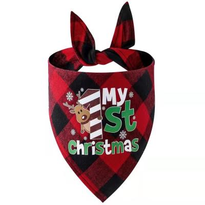 China Viable Christmas Design Cotton Bibs Warm Pet Triangle Scarf Plaid Dog Bandanas for sale