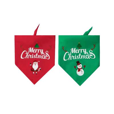 China Wholesale Viable Santa Claus Elk Pattern Cotton Triangle Scarf Christmas Dog Bandana Dog Bibs for sale