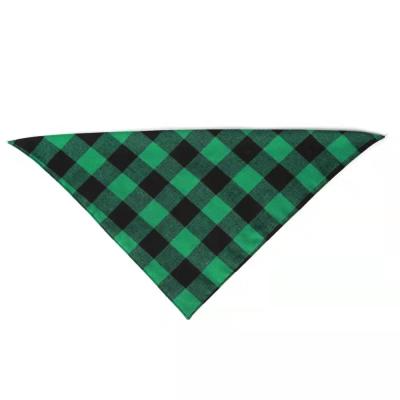 China Viable High Quality Double Layer Printed 100% Cotton Christmas Plaid Triangle Scarf Dog Bandanas for sale