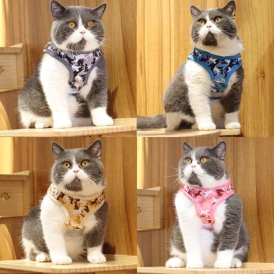 China Wholesale Customized Reflective Adjustable Pet Cat Dog Collars Leashes Durable Chest Strap Waist Strap Polyester Camouflage for sale