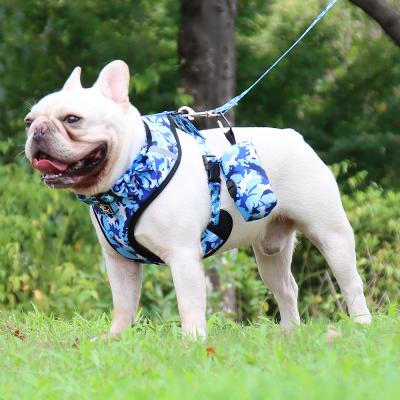 China Reflective 4PCS Camouflage Set Breathable Fabric Mesh Bow Collar Reflective Adjustable Pet Collars Leashes for sale