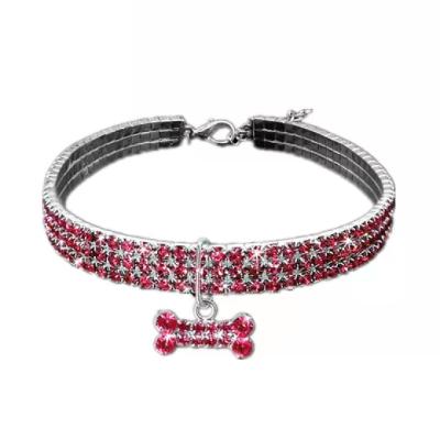 China RTS Jeweled Christmas Shine Jeweled Necklace Bling Rhinestone Pet Collars for sale