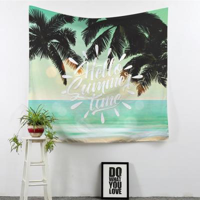 China Beautiful Custom Digital Printed Simple Decoration Polyester Tapestry Wall Hot Selling Natural Blow for sale