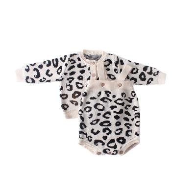 China Regular Factory Sell 2 Pcs High Quality Leopard Print Baby Bear Romper Newborn Toddler Infant Thicken Romper for sale