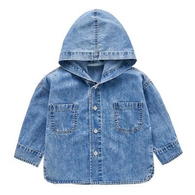 China Anti-Wrinkle Fashion Kids Long Sleeve Boys Jean Jackets Kids Outerwear Cotton Denim Hoodie Jackets for sale