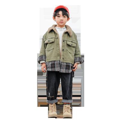 China Korean Wholesale Boutiques Winter Little Boys Girls Fur Coats Kids Denim Jackets Baby Clothing Anti-Wrinkle Outerwear for sale