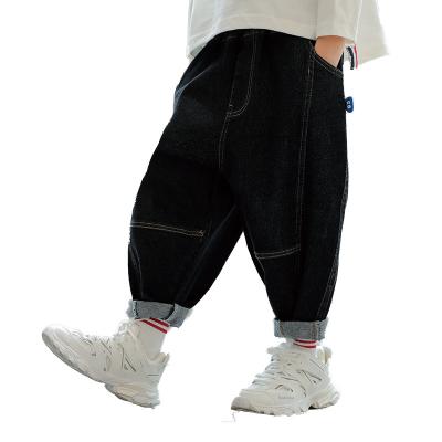 China 2020 New Waterproof Boy Biker Jeans Kids Denim Pants Plush Warmth OEM Cotton Spandex Technics Fade Style for sale