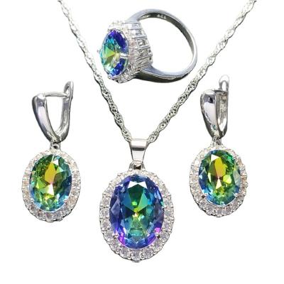 China Hot Selling Fashionable Women Shape Oval Design Necklace Earring Jewelry Set for sale