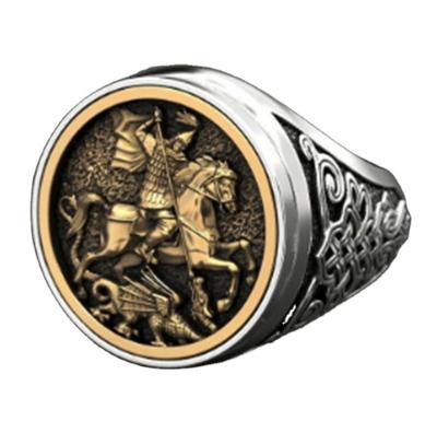 China European Korean style men's knight's retro two-tone and American Battlefield Warrior Hero ring for sale