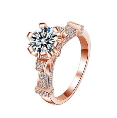 China Europe and America fashion border Korean love shaped pink zircon crown crystal micro set rings for sale