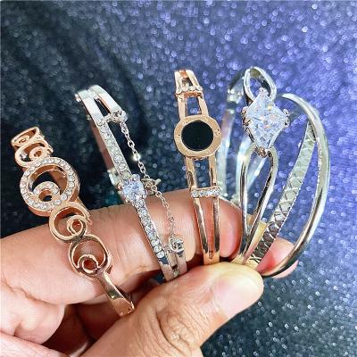 China Korean popular geometric shell diamond version bracelet Rose Gold square zircon bracelet for sale