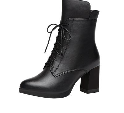 China British fashion women's Martin boots autumn and winter new style anti-skid cotton high heel short boots for sale