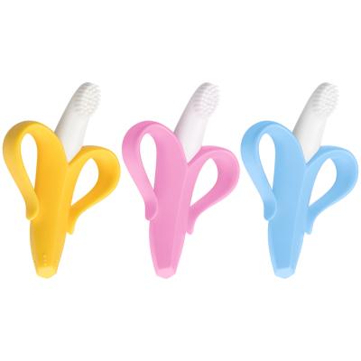 China Wholesale Free Food Grade BPA Free Baby Soft Chew Teething Baby Teether Toy Banana Shape Teether Silicone for sale