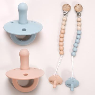 China Silicone Free Wooden Bead BPA Baby Pacifier Chain Dummy Pacifier Chain Prevention Eco-friendly for sale