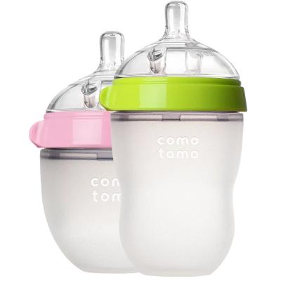 China BPA Free Silicone Baby Bottle Green Pink 150ml 250ml 5 oz and 8 oz BPA Free Baby Bottles for Kids Children for sale