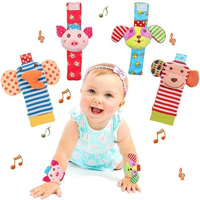 China Hot Selling Products Baby Watch Hand Strap Wrist Rattle Wrist Strap Foot Bangs Baby Hand Strap Baby Kids Socks Rattle Squeaky Toys Wrist Rattle for sale