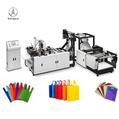 China Eco-friendly touch screen control vest bags, rope-thru bags, laminated nonwoven bag making machine for sale